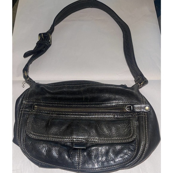 Fossil Brown Leather Small Adjustable Buckle‎ Strap Purse Shoulder Bag ID Holder - Picture 1 of 7